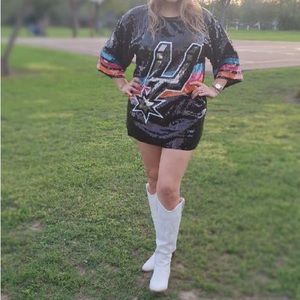 Spurs sequin black dress